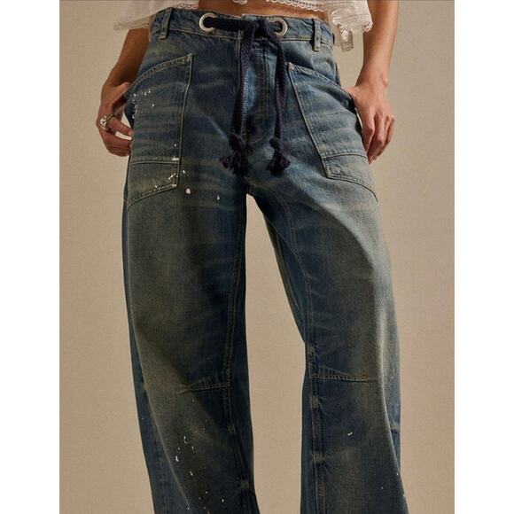 Free People Denim - Free People We The Free Moxie Pull-On Barrel Jeans Size 29 Painter Wide Leg